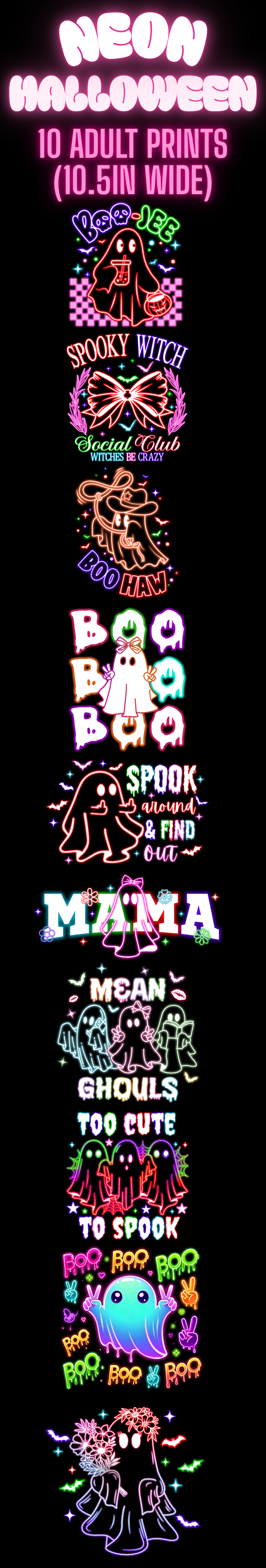 Neon Halloween DTF Prints